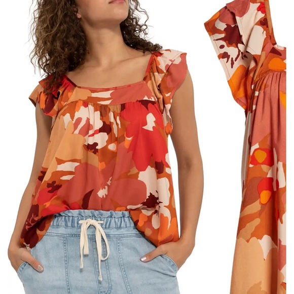 Sanctuary Print Ruffle Sleeve Top - Picture 3 of 11